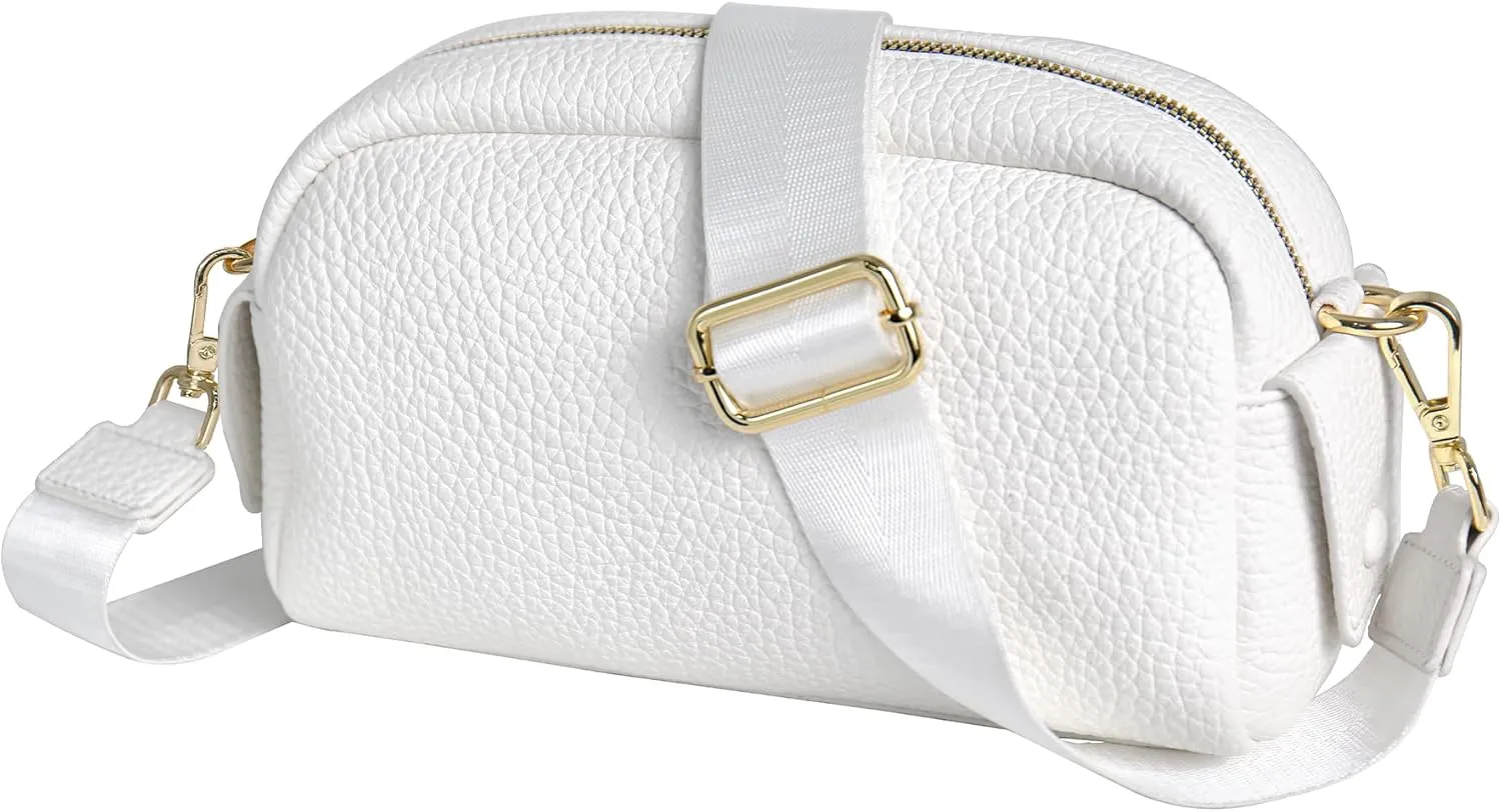 Crossbody Purse for Women, Vegan Leather Small Shoulder Handbags, Trendy Crossbody Bags with Wide Strap