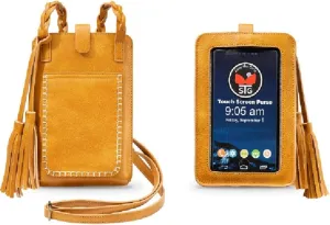 Crossbody Purse (Honey Mustard) - Touchscreen Phone Bag and Phone Strap Crossbody, Stylish and Lightweight (Free Spirit)