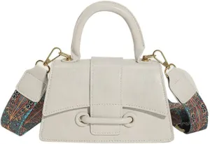 Crossbody Purse with Guitar Strap Leather Women Top Handle Shoulder Bags Vintage Small Square Bag Handbag