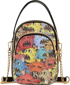 Cry Angry Bacteria Crossbody Bags for Women Quilted Chain Crossbody Purses Trendy Cartoon Cross Body Phone Purse Handbag