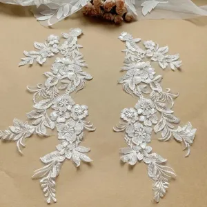 CSCDD 5 Pcs Leaves Flowers Embroidery Studs, Beads Lace Flowers Applique