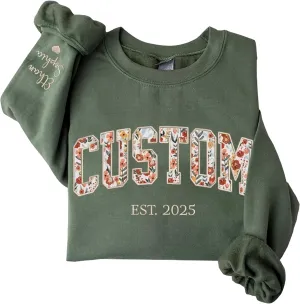 Custom Floral Applique Embroidered Grandma Sweatshirt, Personalized Sweatshirt, Mawmaw, Granny, Lala, Mammy Gifts