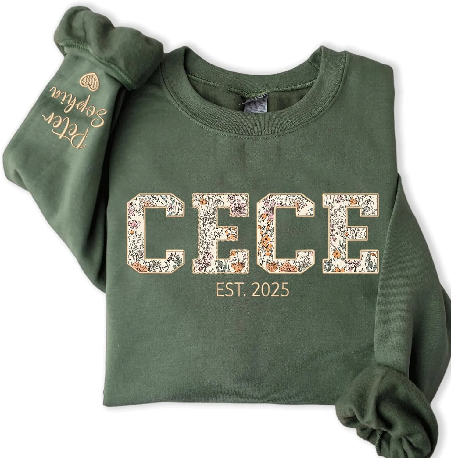 Custom Grandma Embroidered Sweatshirt, New Mom Gifts, Mama Floral Applique Sweatshirt