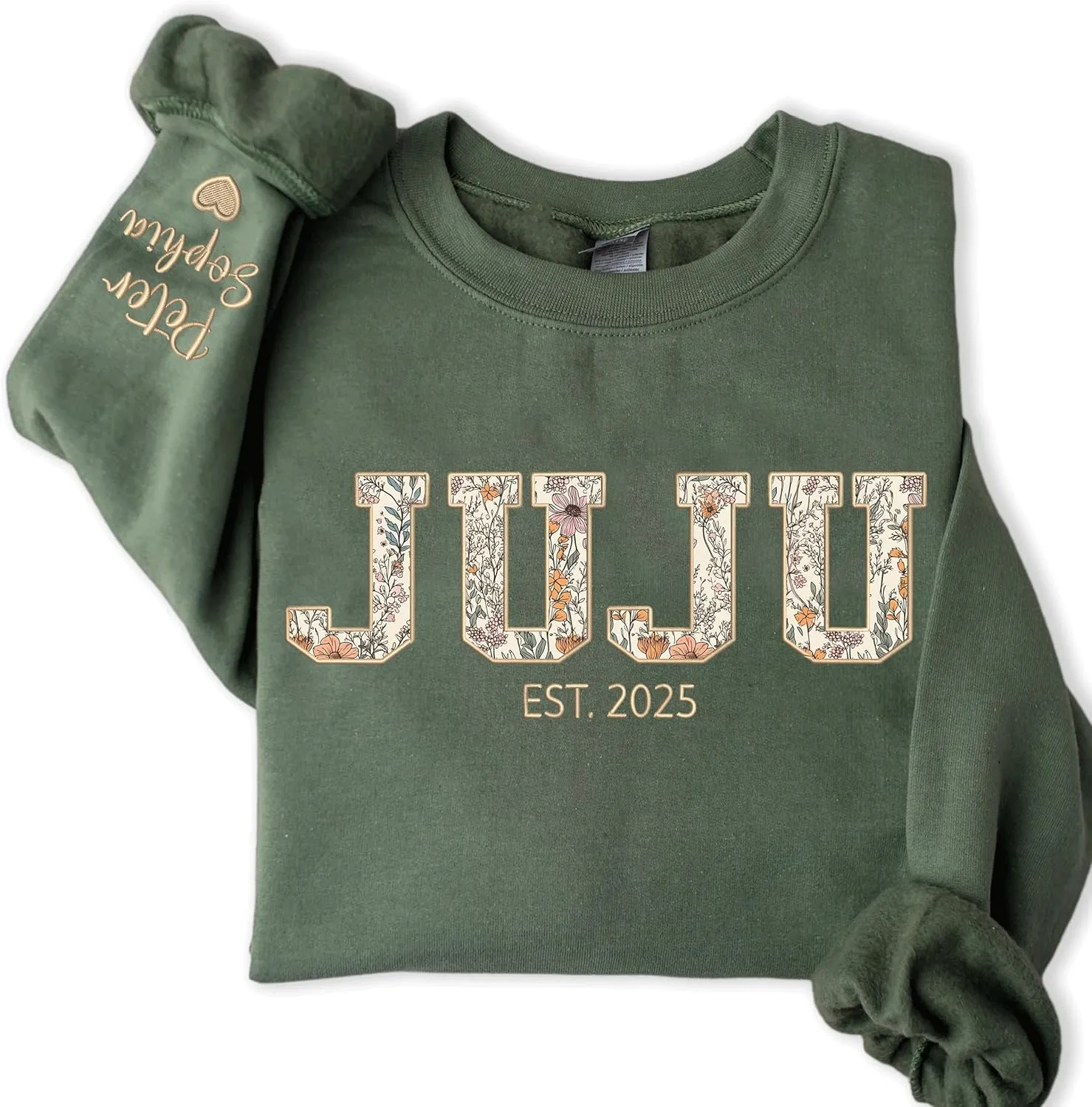 Custom Grandma Embroidered Sweatshirt, New Mom Gifts, Mama Floral Applique Sweatshirt