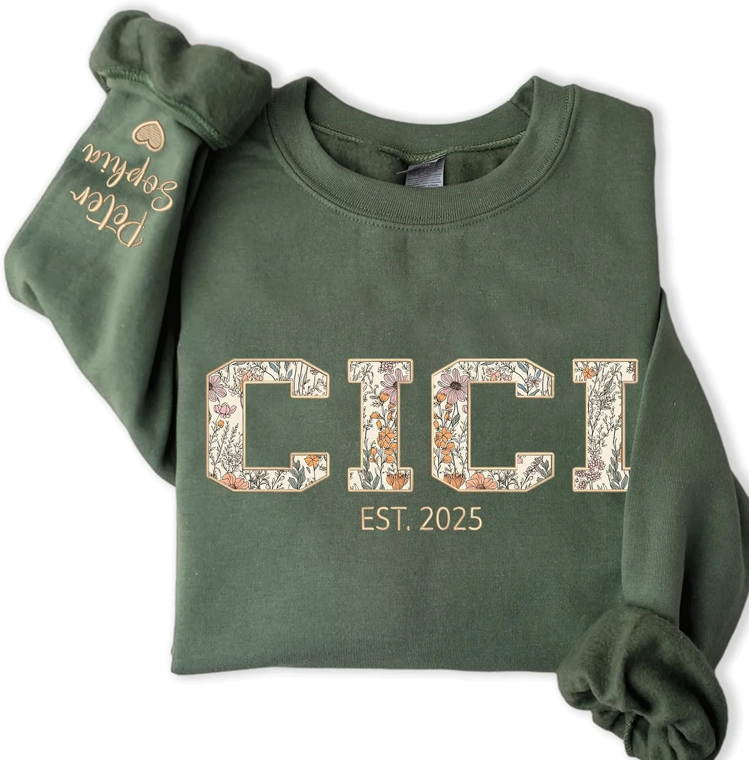 Custom Grandma Embroidered Sweatshirt, New Mom Gifts, Mama Floral Applique Sweatshirt