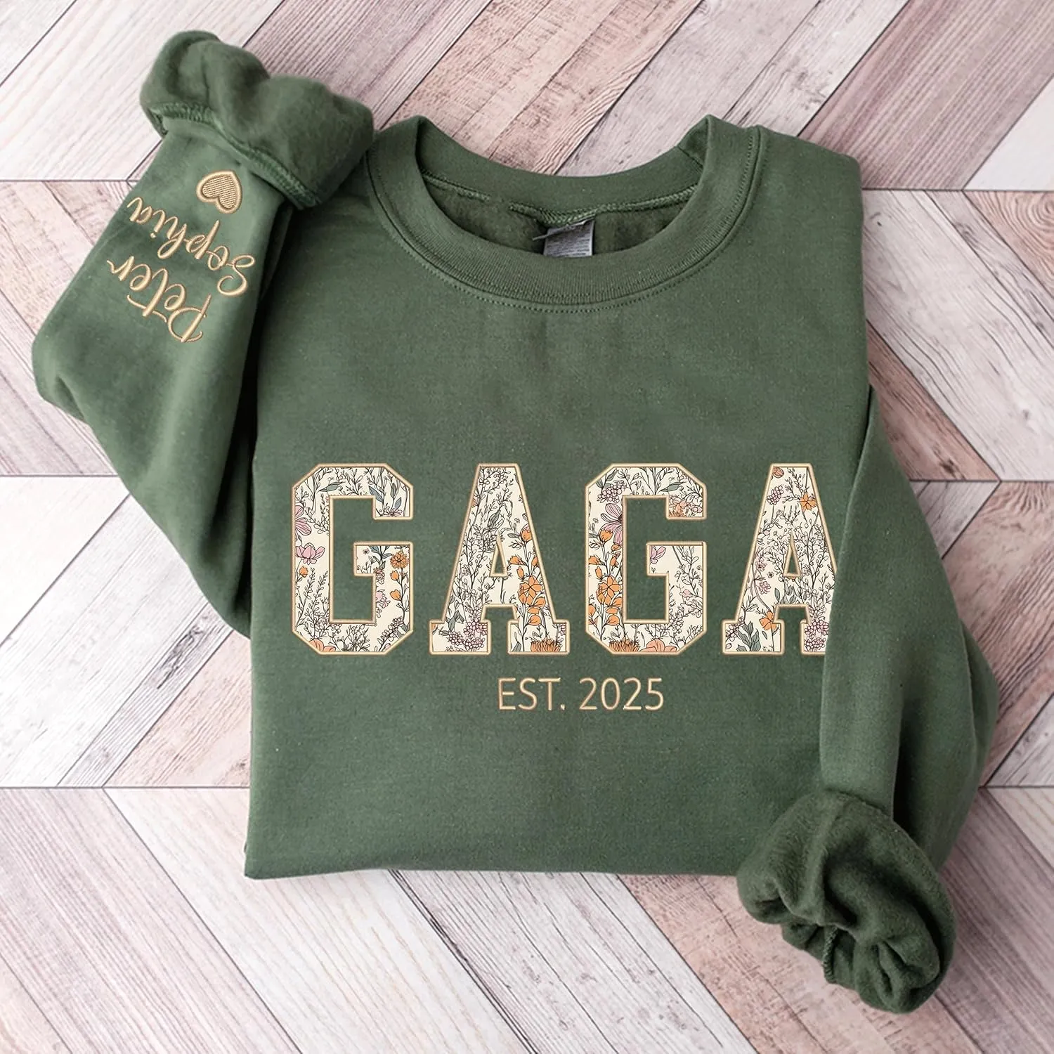 Custom Grandma Embroidered Sweatshirt, New Mom Gifts, Mama Floral Applique Sweatshirt