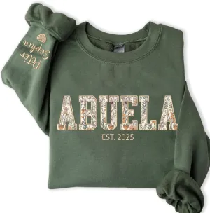 Custom Grandma Embroidered Sweatshirt, New Mom Gifts, Mama Floral Applique Sweatshirt