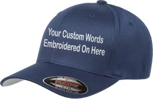 Custom Hat Flexible Fit 6277 6533 6477 Delta & More Embroidered. Your Own Text Curved Bill