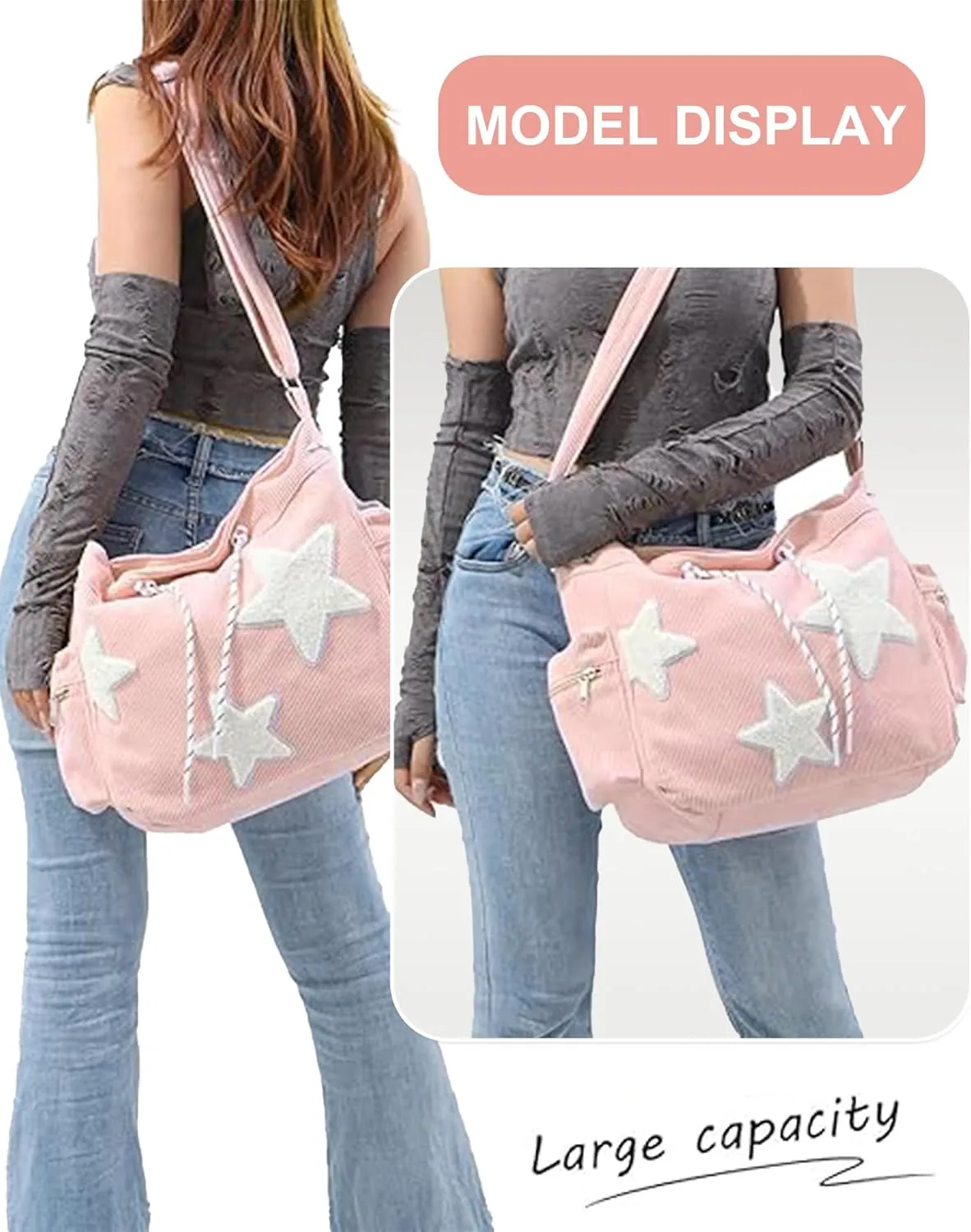 Cute Corduroy Tote Bag for Women – Aesthetic Crossbody Handbag | Y2K Hobo Shoulder Bag