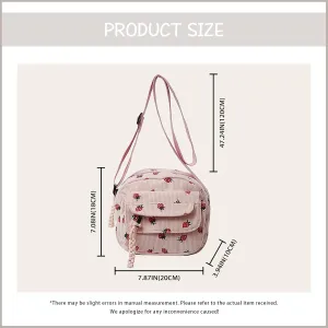 Cute Crossbody Bag For Women Girls Strawberry Purse Corduroy Tote Bag Fashion Chain Shoulder Handbag Canvas Bags