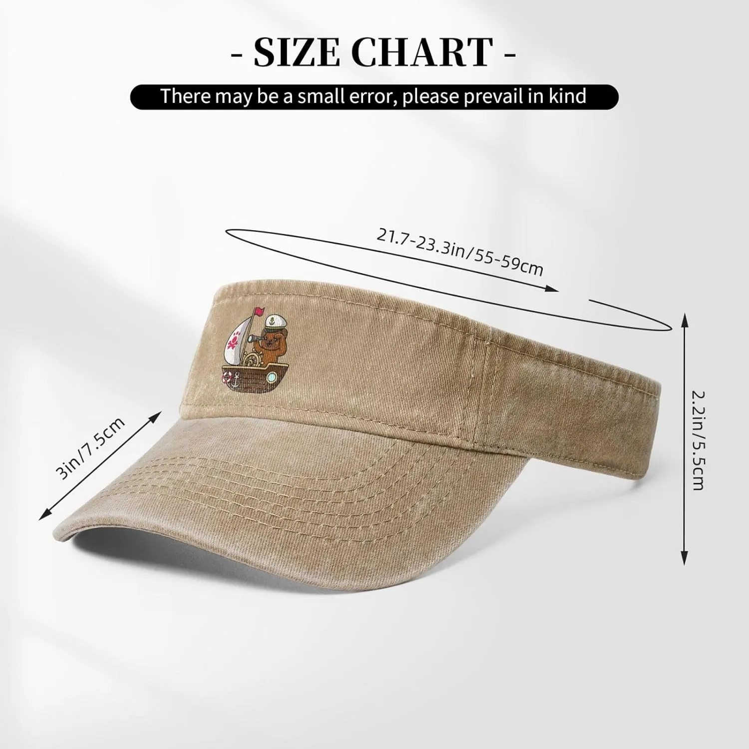 Cute Pug Binoculars on Board Sun Visor Hats Cotton Baseball Cap for Women Men Adjustable Sun Hat