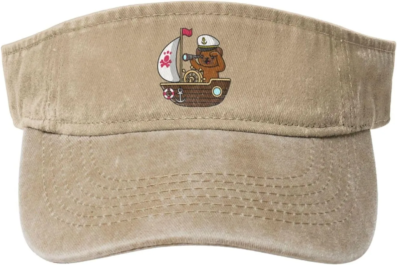 Cute Pug Binoculars on Board Sun Visor Hats Cotton Baseball Cap for Women Men Adjustable Sun Hat