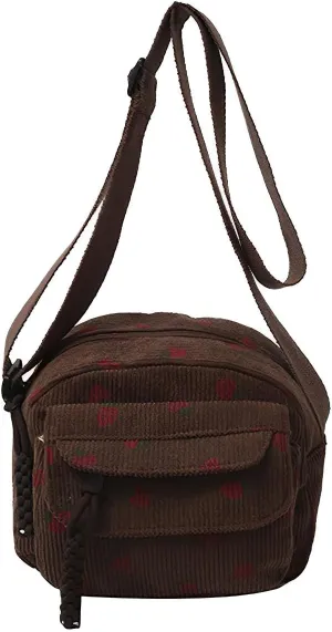 Cute Purses for Women Strawberry Bag Corduroy Tote Bag for Women Messenger Bag Cute Crossbody Bags Handbags