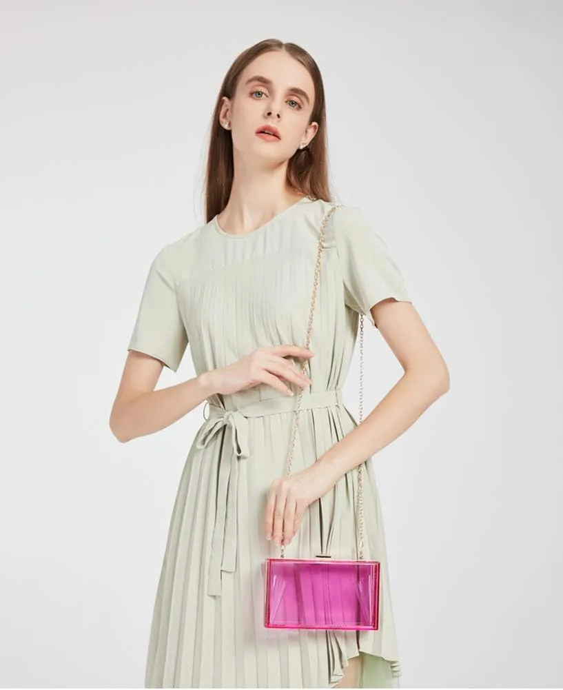 Cute Transparent Acrylic Shoulder Bag Clear Crossbody Evening Clutch Purse Handbag With 2 Gold Chain For Women