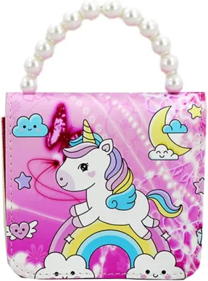 Cute Unicorn Little Girls Purse Kids Crossbody Bag Shoulder Purse Handbag with Pearl Handle