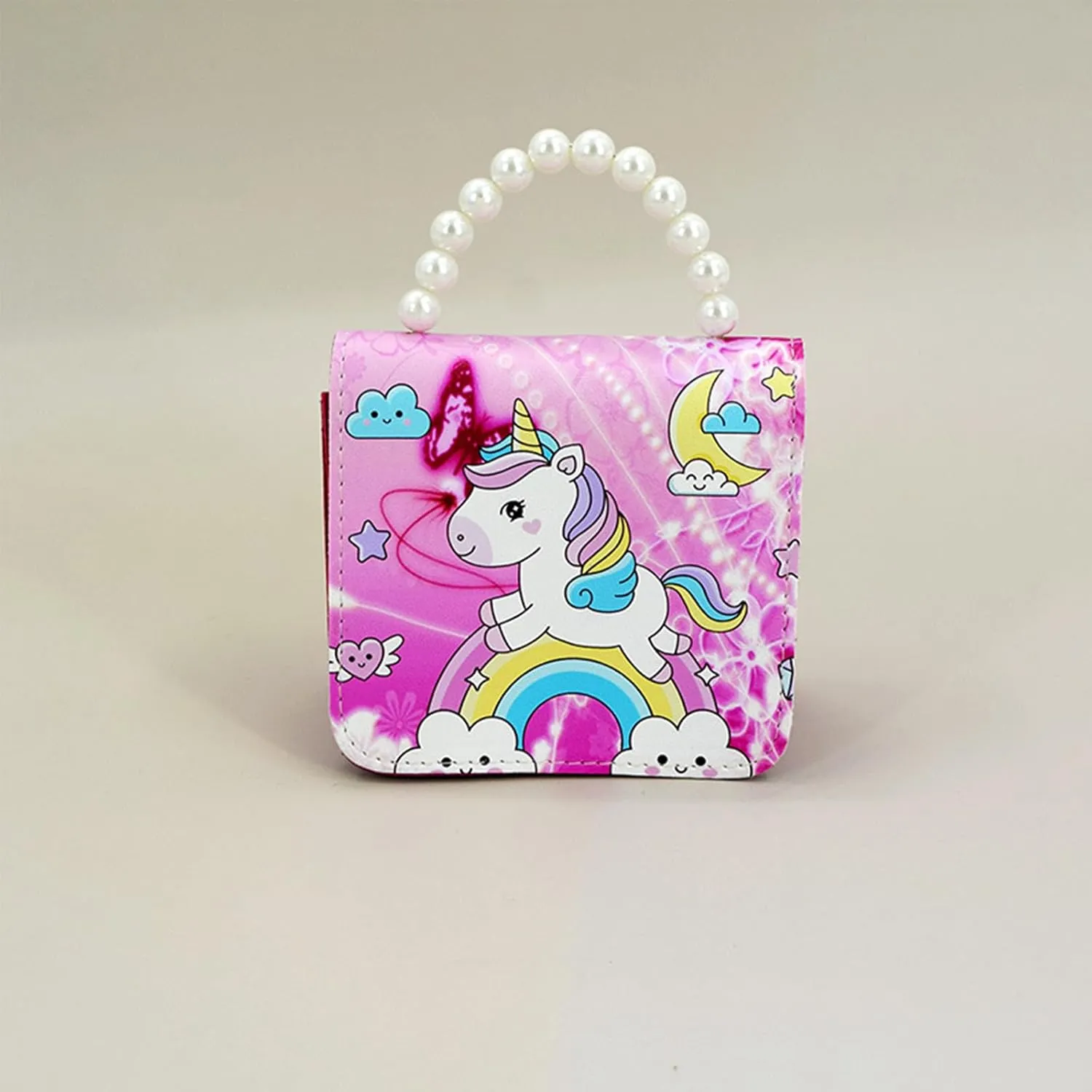 Cute Unicorn Little Girls Purse Kids Crossbody Bag Shoulder Purse Handbag with Pearl Handle