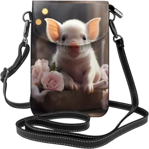 Cute young pig Women's crossbody bag, crossbody phone bag, tassel wallet with shoulder strap, best gift for women.