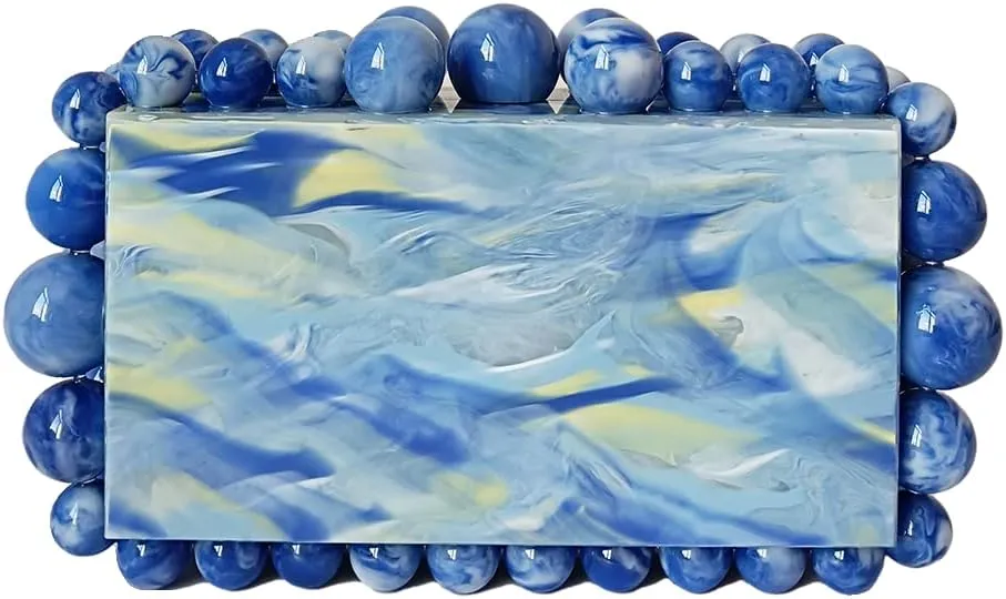 CUXVA Acrylic Evening Clutch Bag for Women Glitter Marble Purse Handbag for Wedding Party Prom