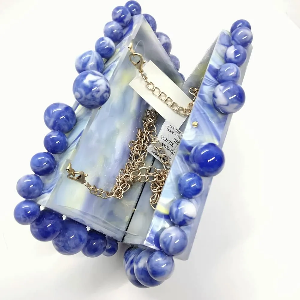 CUXVA Acrylic Evening Clutch Bag for Women Glitter Marble Purse Handbag for Wedding Party Prom