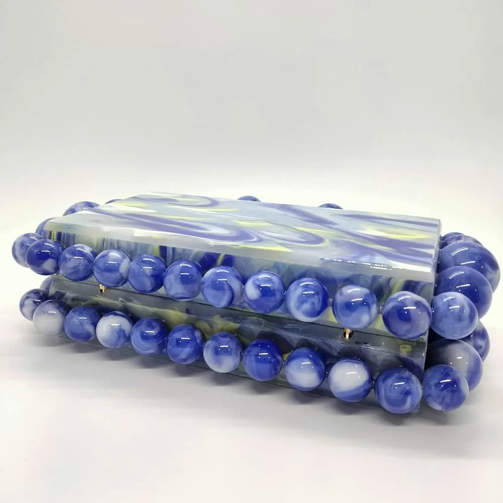 CUXVA Acrylic Evening Clutch Bag for Women Glitter Marble Purse Handbag for Wedding Party Prom