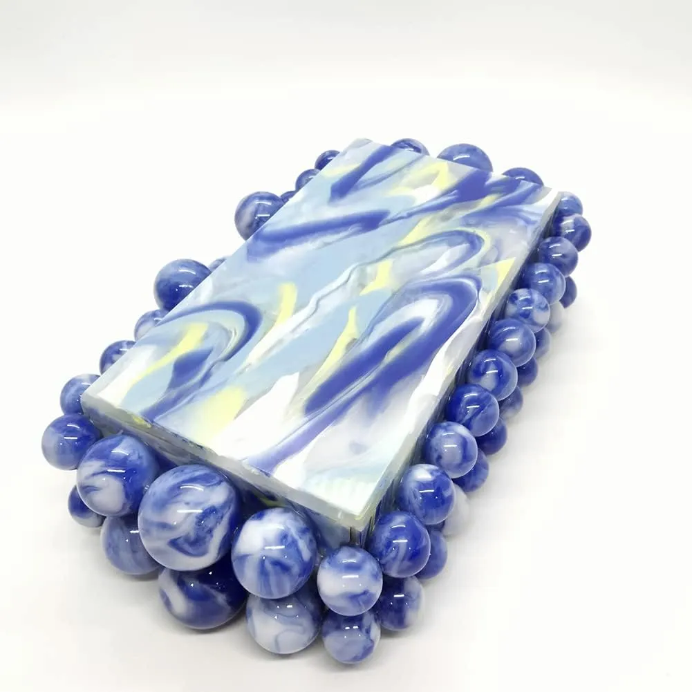 CUXVA Acrylic Evening Clutch Bag for Women Glitter Marble Purse Handbag for Wedding Party Prom