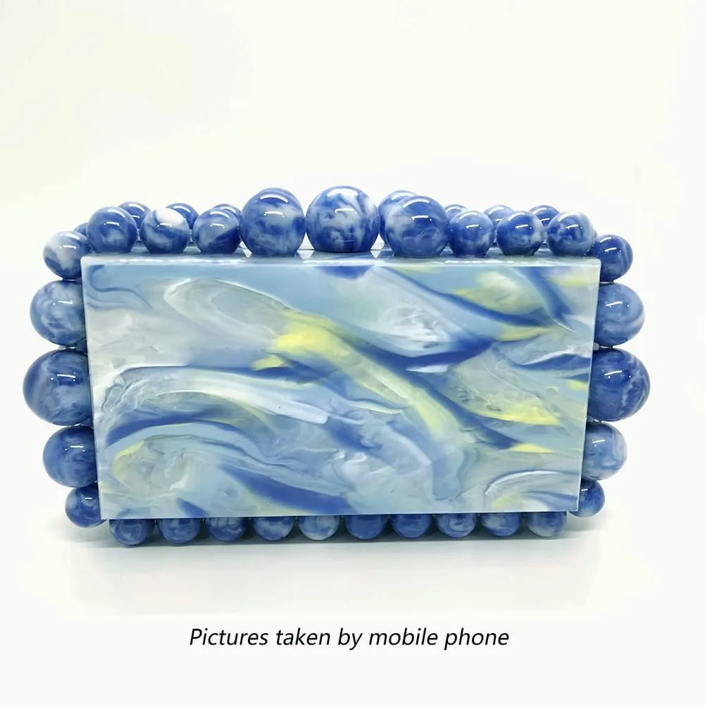 CUXVA Acrylic Evening Clutch Bag for Women Glitter Marble Purse Handbag for Wedding Party Prom