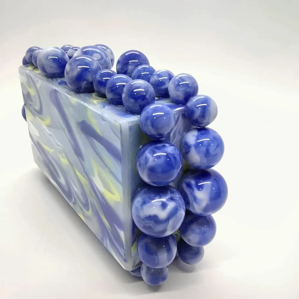 CUXVA Acrylic Evening Clutch Bag for Women Glitter Marble Purse Handbag for Wedding Party Prom