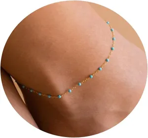 Dainty Ankle Bracelets for Women 18K Gold Plated Satellite Beaded Herringbone Chain Anklets Simple Lip Chain Anklet Minimalist Summer Beach Foot Jewelry Christmas