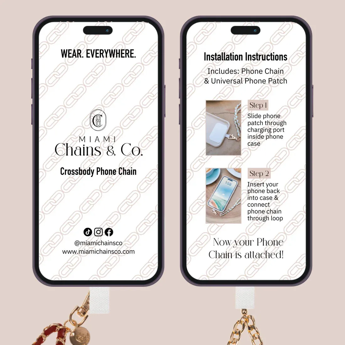 Dark Cherry Red Crossbody Phone Chain