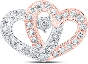 Dazzlingrock Collection 10kt Two-tone Gold Womens Round Diamond Slide Heart Pendant 1/4 Cttw