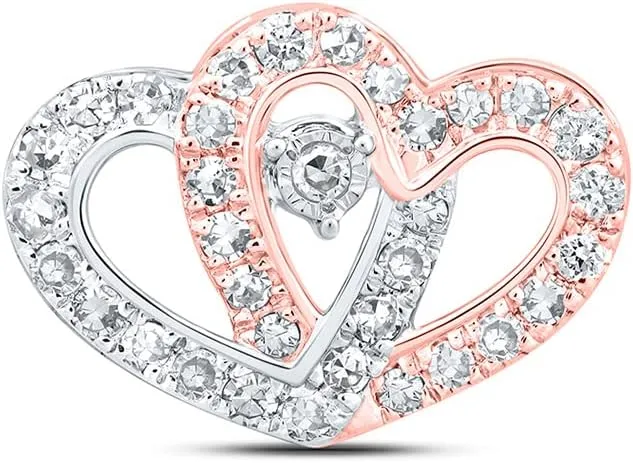 Dazzlingrock Collection 10kt Two-tone Gold Womens Round Diamond Slide Heart Pendant 1/4 Cttw