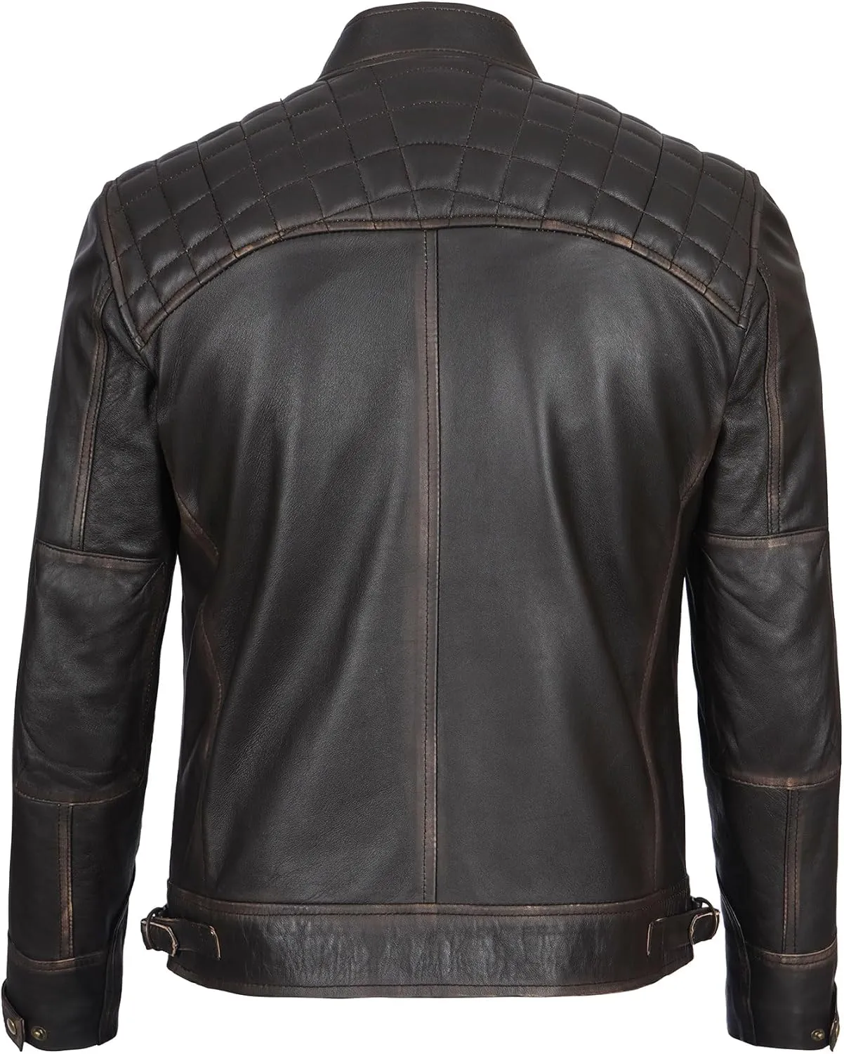 Decrum Leather Jacket Men - Cafe Racer Style Real Lambskin Leather Jackets For Men