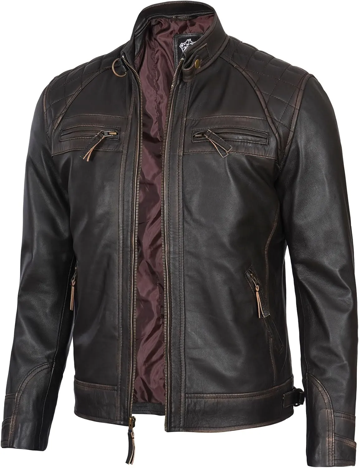 Decrum Leather Jacket Men - Cafe Racer Style Real Lambskin Leather Jackets For Men