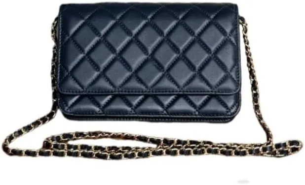 Designer Women’s Chain Wallet - Classic Mini Sheepskin Coin Purse, Luxury Leather Clutch with Gift Box, for Daily Use & Gifts
