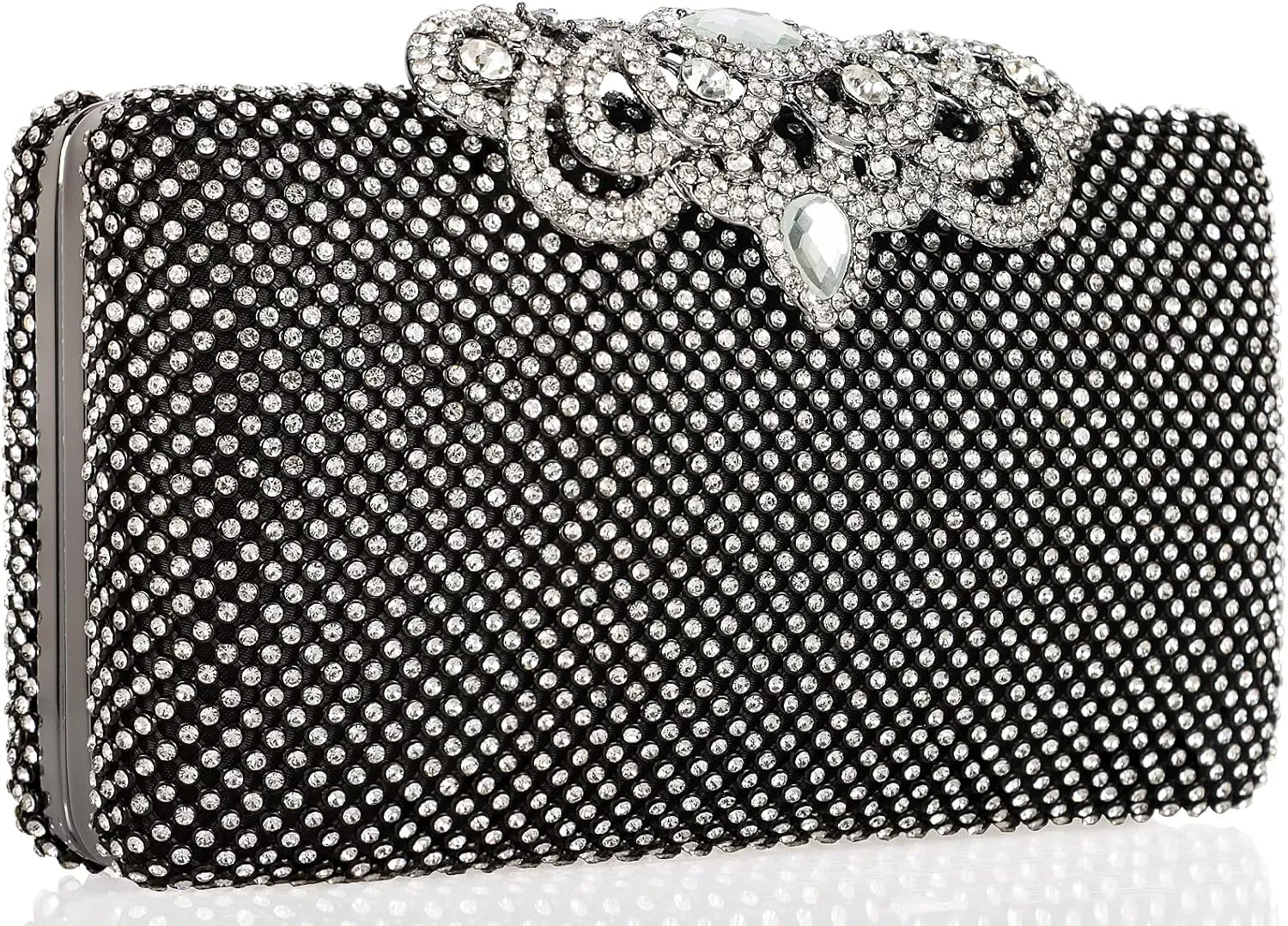 Dexmay Rhinestone Clutch Bag with Crystal Crown Clasp Women Evening Handbag Formal Party Purse