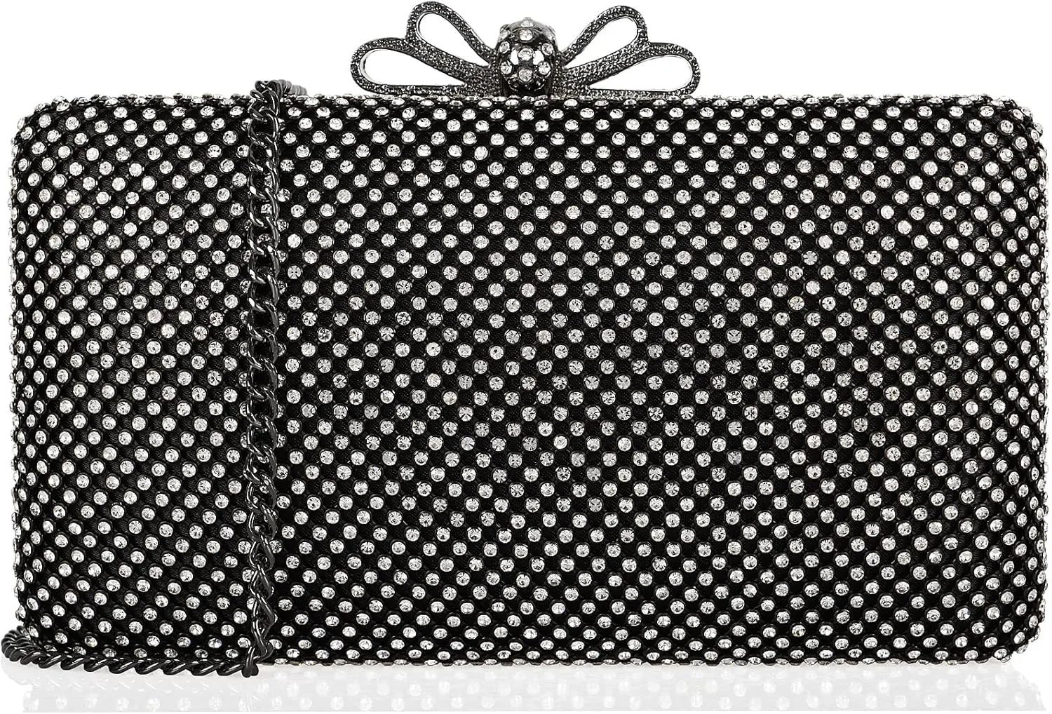 Dexmay Rhinestone Clutch Purse with Crystal Bow Clasp Evening Bag Wedding Party Dressy Handbag