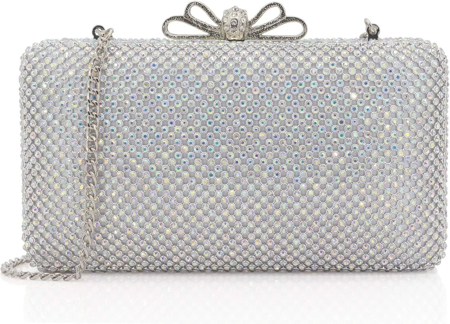 Dexmay Rhinestone Clutch Purse with Crystal Bow Clasp Evening Bag Wedding Party Dressy Handbag