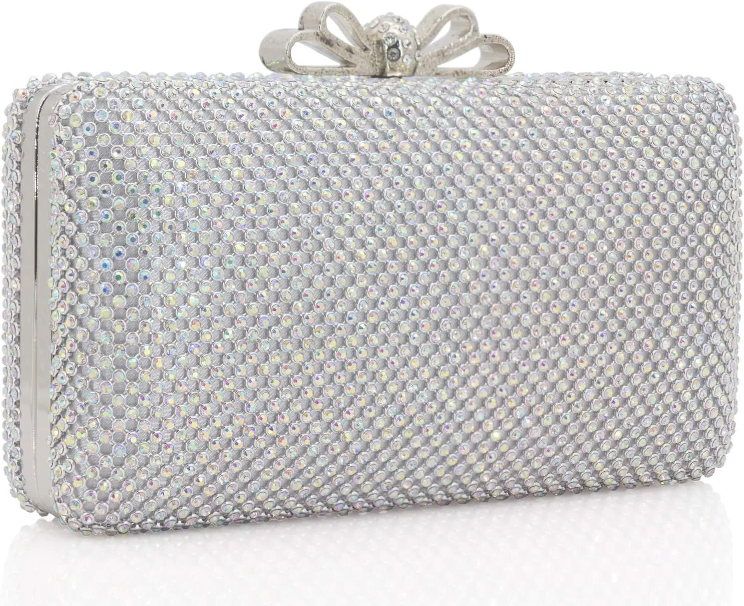 Dexmay Rhinestone Clutch Purse with Crystal Bow Clasp Evening Bag Wedding Party Dressy Handbag