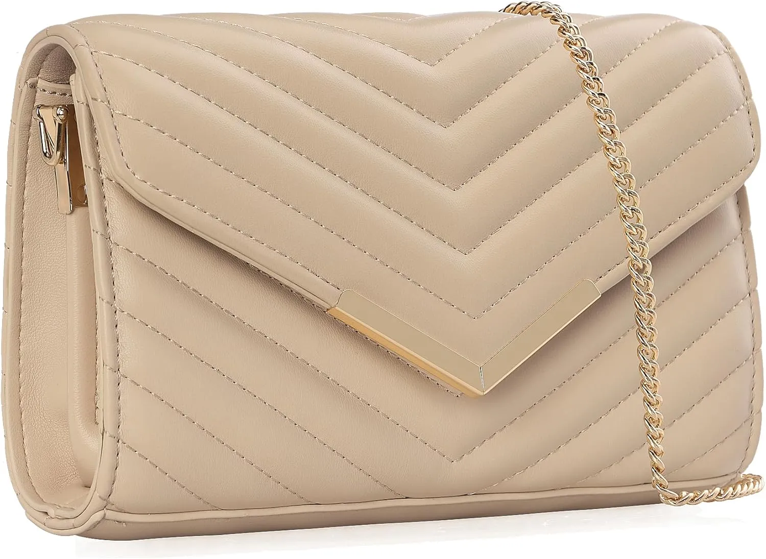 DEXMAY Women Clutch Purses Fashion Quilted Vegan Leather Envelope Evening Handbags Crossbody Bags with Chain Shoulder Strap