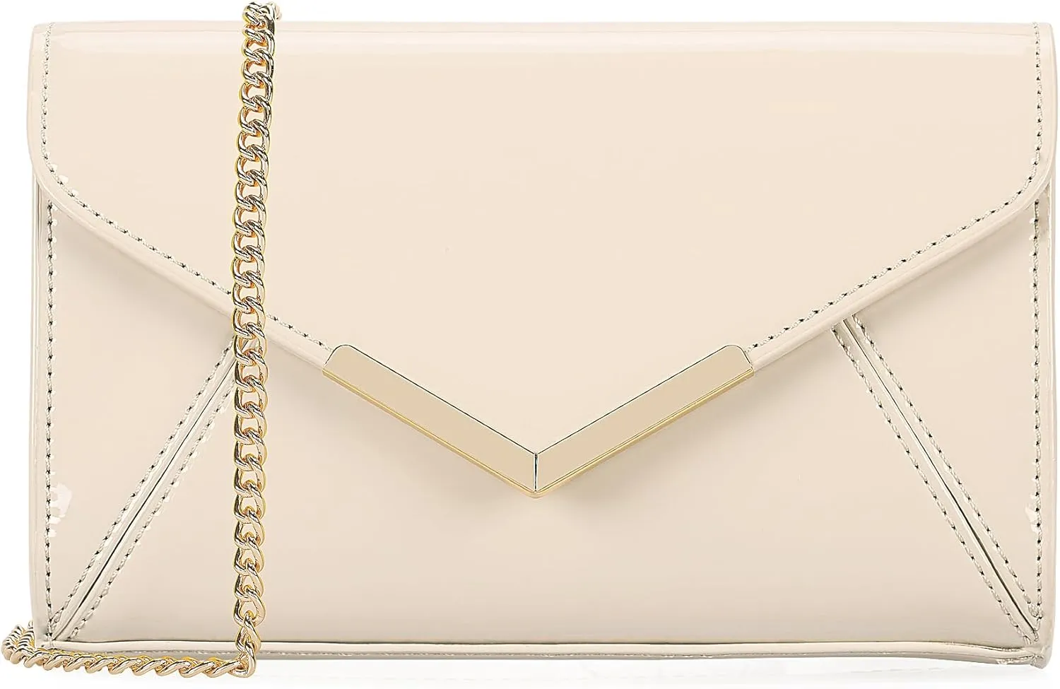 DEXMAY Women Envelope Evening Clutch Handbag Faux Patent Leather Foldover Clutch Bag Formal Purse