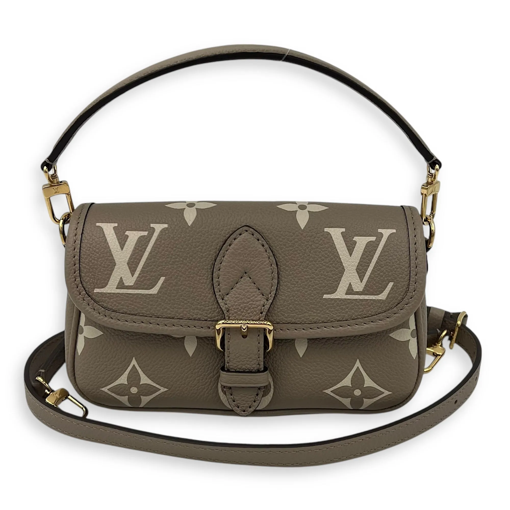 Diane Crossbody Bag Nano Beige in Empreinte Leather, Gold hardware