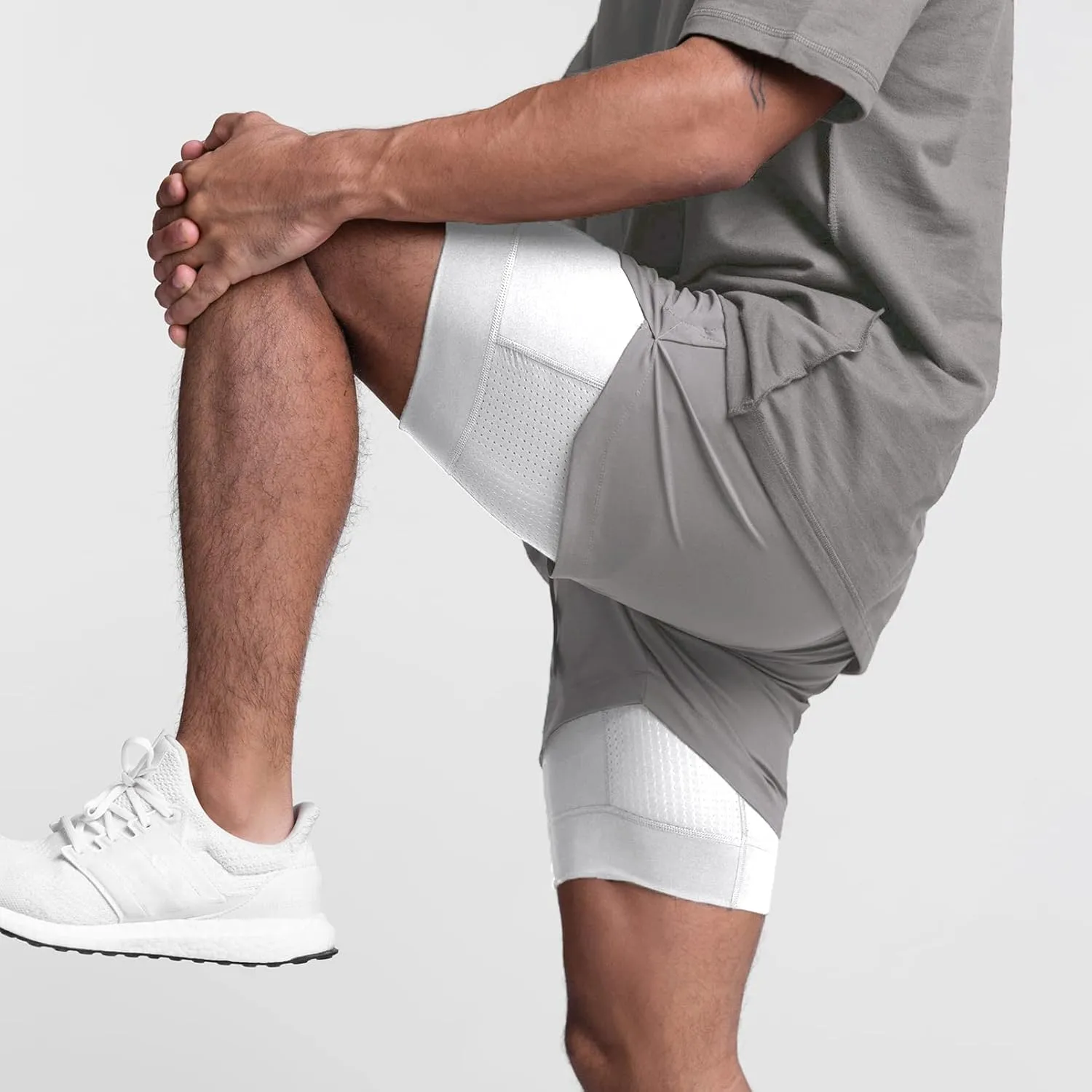 DIOTSR Mens 2 in 1 Running Workout Shorts for Men Lightweight Training Shorts Quick Dry Gym Shorts with Phone Pocket