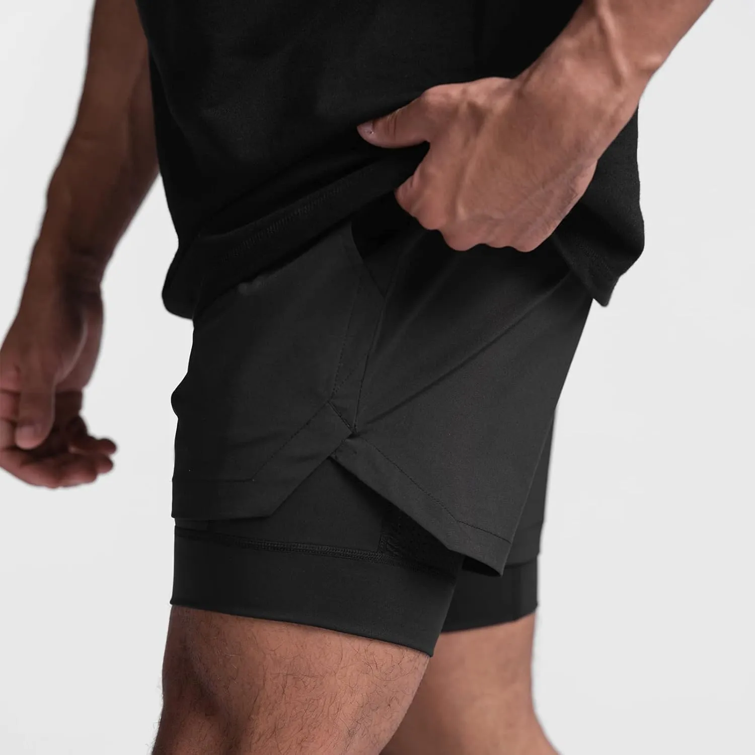 DIOTSR Mens 2 in 1 Running Workout Shorts for Men Lightweight Training Shorts Quick Dry Gym Shorts with Phone Pocket