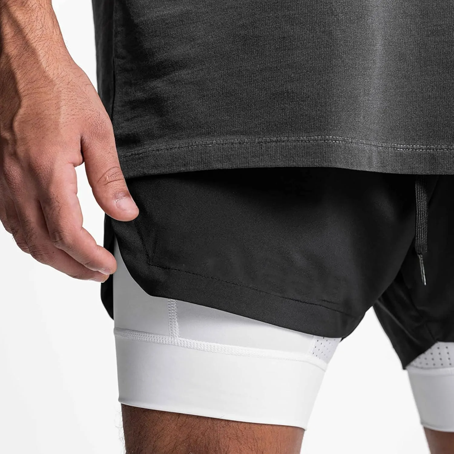 DIOTSR Mens 2 in 1 Running Workout Shorts for Men Lightweight Training Shorts Quick Dry Gym Shorts with Phone Pocket