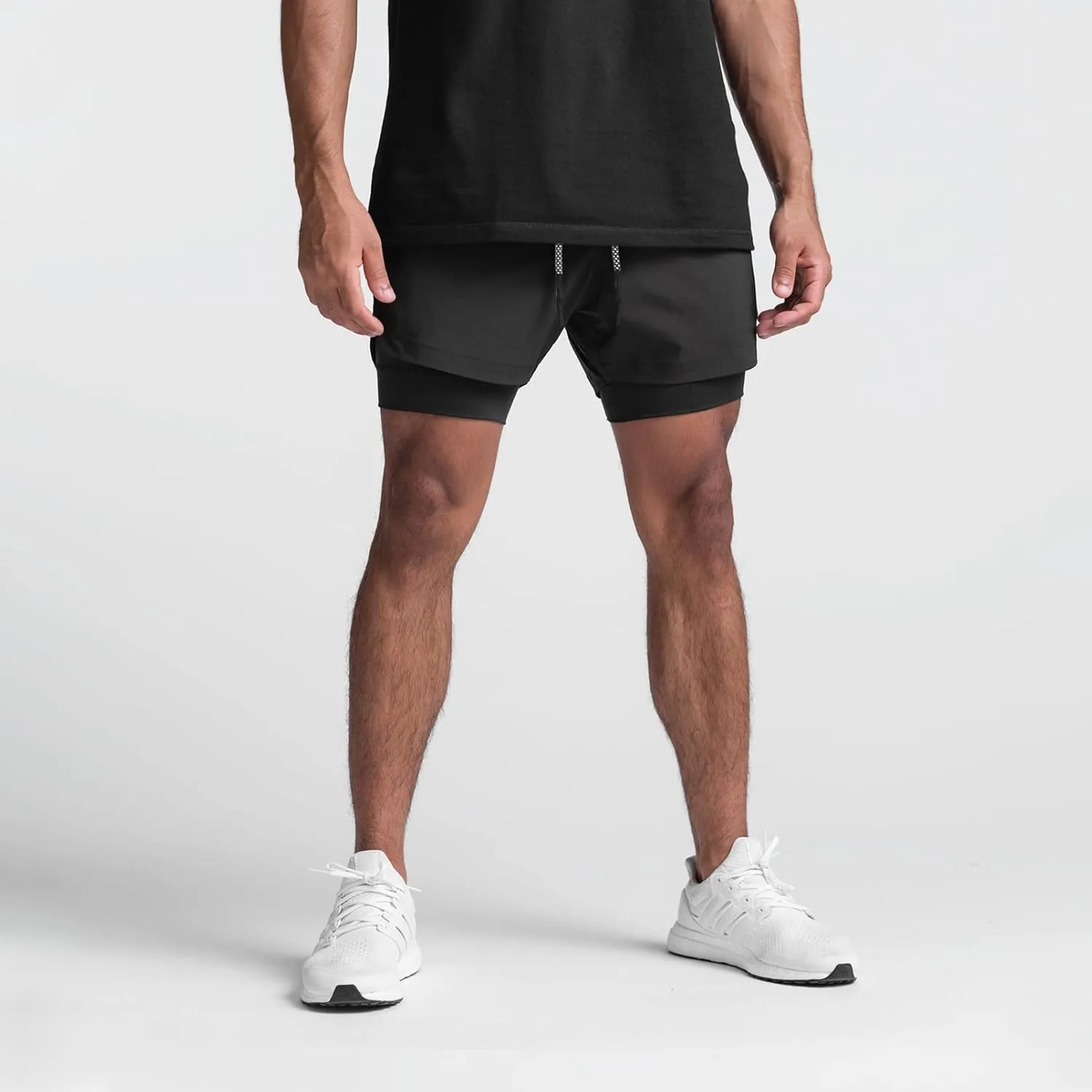 DIOTSR Mens 2 in 1 Running Workout Shorts for Men Lightweight Training Shorts Quick Dry Gym Shorts with Phone Pocket
