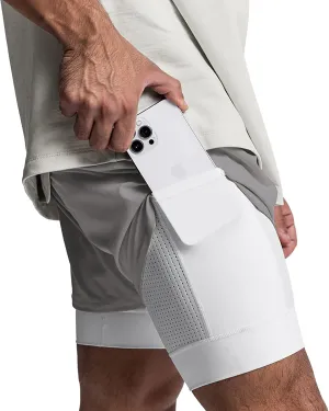 DIOTSR Mens 2 in 1 Running Workout Shorts for Men Lightweight Training Shorts Quick Dry Gym Shorts with Phone Pocket