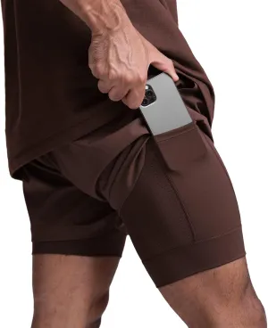 DIOTSR Mens 2 in 1 Running Workout Shorts for Men Lightweight Training Shorts Quick Dry Gym Shorts with Phone Pocket