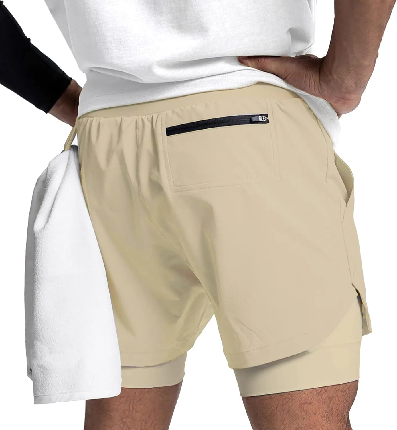 DIOTSR Mens 2 in 1 Running Workout Shorts for Men Lightweight Training Shorts Quick Dry Gym Shorts with Phone Pocket