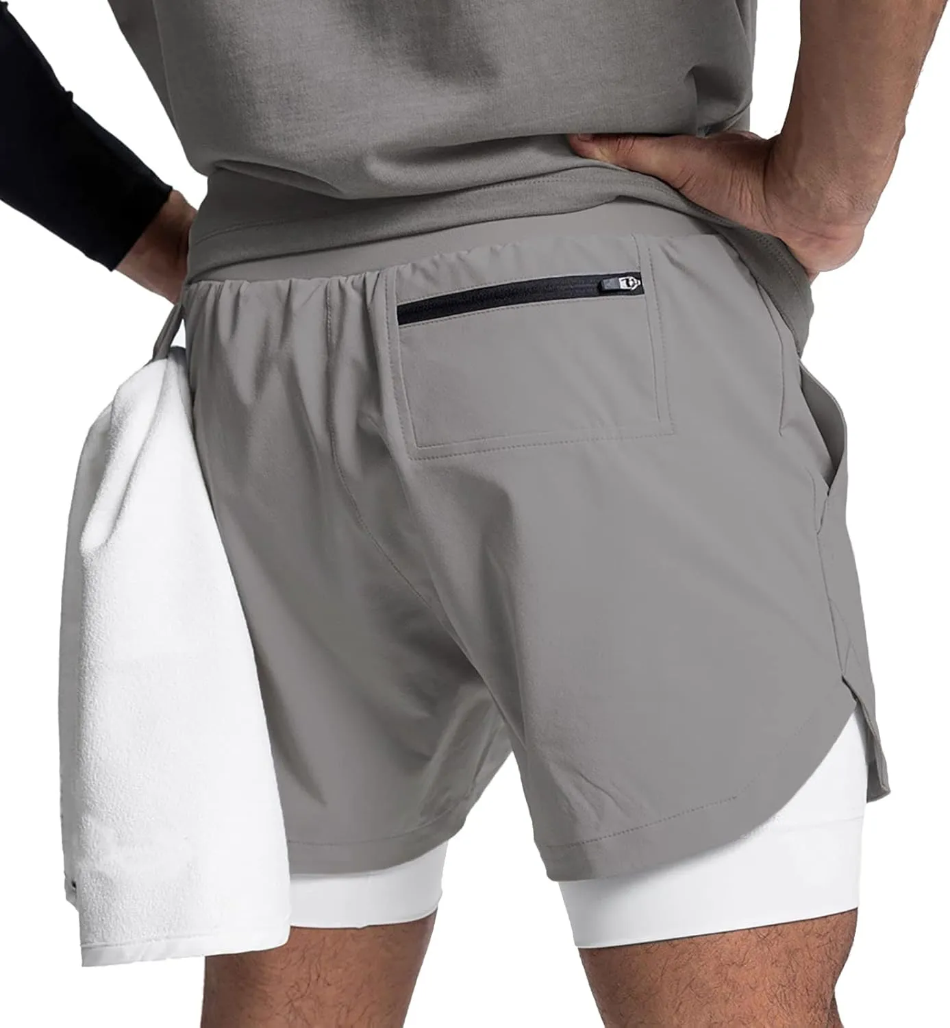 DIOTSR Mens 2 in 1 Running Workout Shorts for Men Lightweight Training Shorts Quick Dry Gym Shorts with Phone Pocket