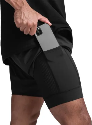 DIOTSR Mens 2 in 1 Running Workout Shorts for Men Lightweight Training Shorts Quick Dry Gym Shorts with Phone Pocket